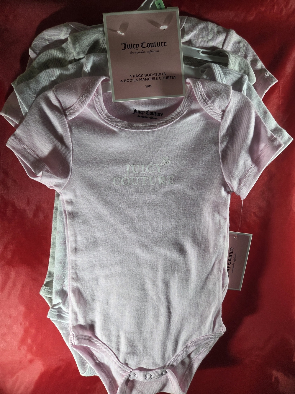 Juicy Couture Baby Girls' Pink Logo One-Piece Bodysuits - 4-Pack